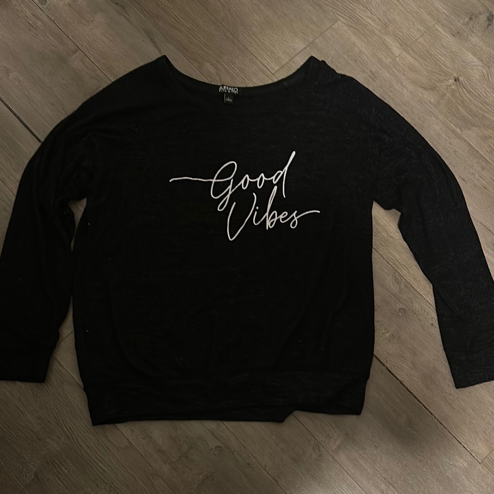 Black 'Good Vibes' Long Sleeve Top